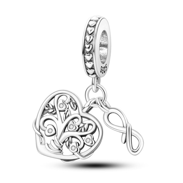 Parmuz 925 Sterling Silver Charms for Bracelet Woman Love Heart