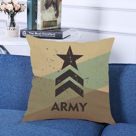 Ofocam Throw Pillow Cover Star Army Military Stamp Label Sign Soldier Arrow Square Decorative Throw Pillow Cushion Case for Home Couch Living Room Bed Sofa Car 18 x 18 Inches Pillowcase