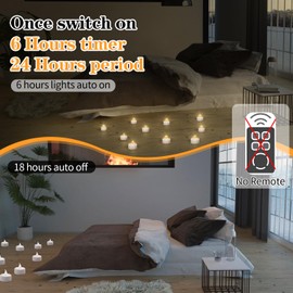KOABY - Paquete de 50 luces de té con temporizador, funciona con pilas sin llama parpadeantes con temporizador (50 unidades, amarillo cálido)