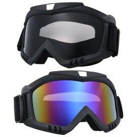 CROSSBODY Dirt Bike Goggles 2 Pack,ATV Motorcycle Goggles Anti-UV Adjustable Motocross Glasses Off-Road Cycling Riding Ski Windproof Racing Helmet Goggles for Men & Women