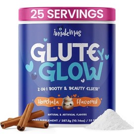 Glute Y Glow by Amatemas – Women's Creatine + Biotin Supplement for Muscle Growth, Glute Support, Hair Skin & Nails – Horchata Flavor – Energy Support