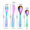 Berglander Rainbow Children's Cutlery 4-Piece Colourful Titanium Coating Children's Tableware