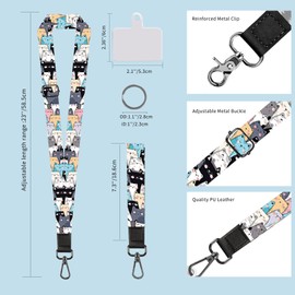 RWSEFK Phone Lanyard Crossbody Strap, Cartoon Cats Cell Phone Lanyard for Around The Neck Shoulder Wristlet Strap