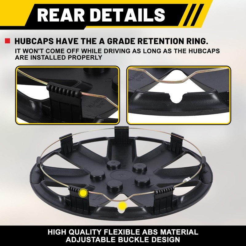 AUTOFREE 16 Inch Wheel Rim Covers Hubcaps Black Matte, Universal