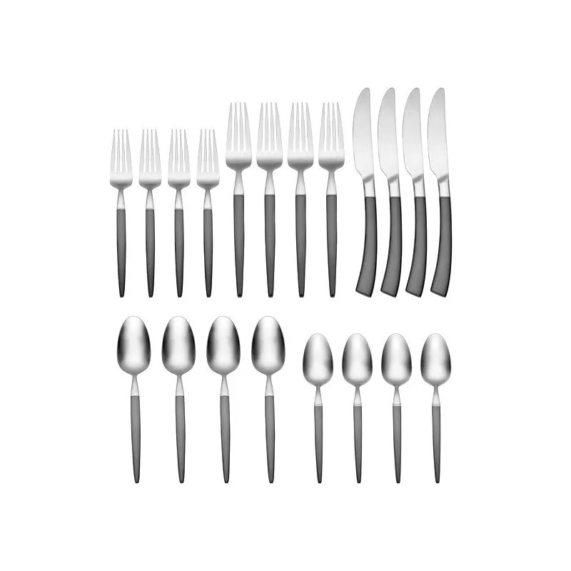 Oneida Adjacent Midnight 20 Piece Everyday Flatware Set, Service For
