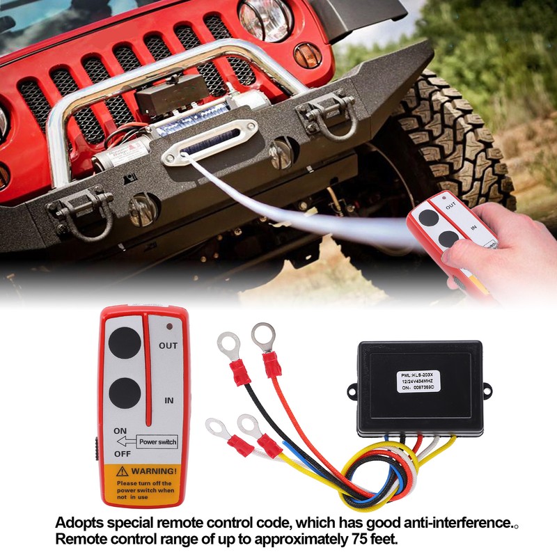 Universal Winch Wireless Remote Control Switch Kit with Receiver 12V