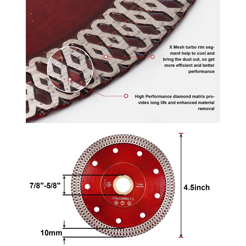 Casaverde 4.5Inch Super Thin Diamond Tile Blade for Cutting Porcelain