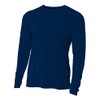 A4 Mens Cooling Performance Long Sleeve Crew, Large, Navy