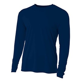 A4 Mens Cooling Performance Long Sleeve Crew, Large, Navy