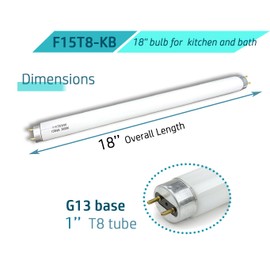 Cemlorot F15T8/WW Fluorescent Bulb 15Watt Soft White F15W-T8-KB Replacement Light Tube,3000K Warm White T8 Linear Lamp for Kitchen and Bath