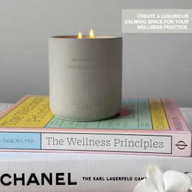 WHOLESOME. Warm Woods Scented Non Toxic Candles - 100% Natural Coconut Wax Candle, 90 Hours Burn, 2 Wicks, Aromatherapy & Stress Relief Candles, 16 oz Concrete Jar