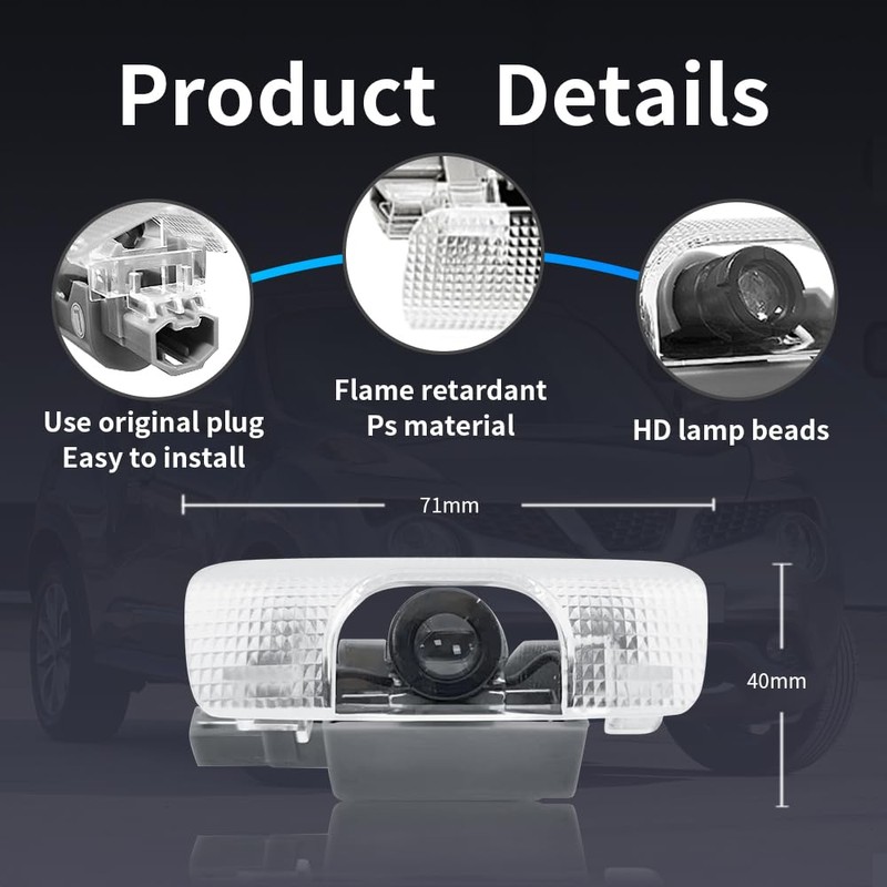 2 Pcs Car Door Logo Lights Compatible for LX570 2010-present;