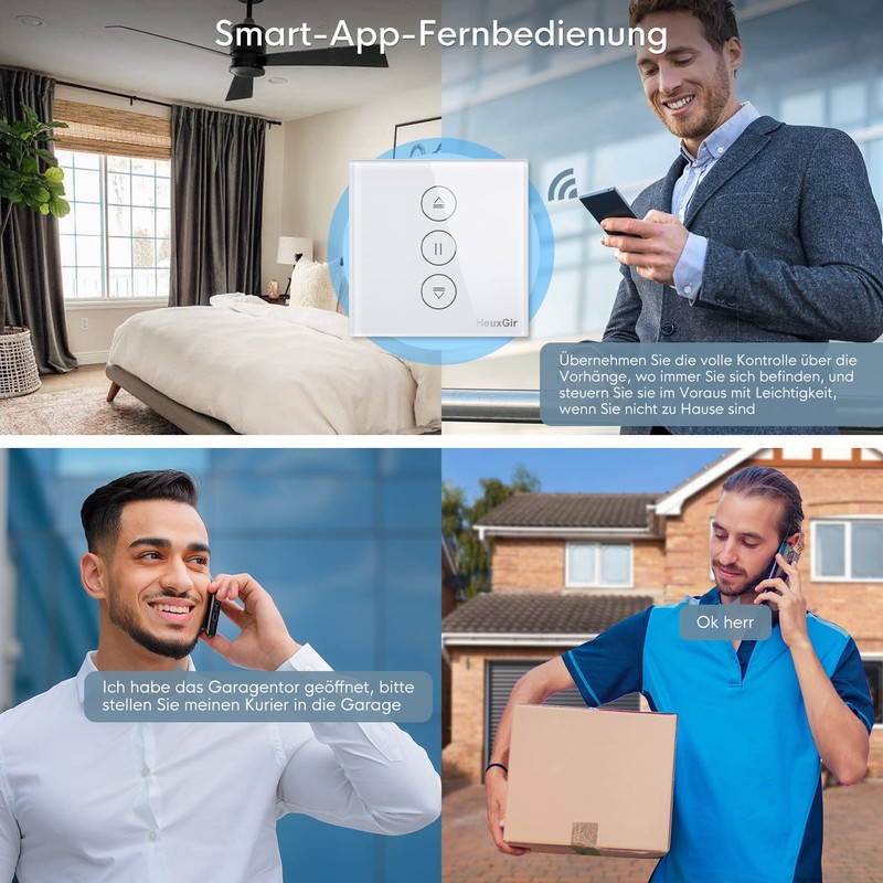 HeuxGir 86 * 86mm Smart Roller Shutter Switch，Rolladenschalter wlan Control