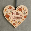 Red Ocean Hello Autumn Decorations Hanging Wooden Heart Plaque Autumn