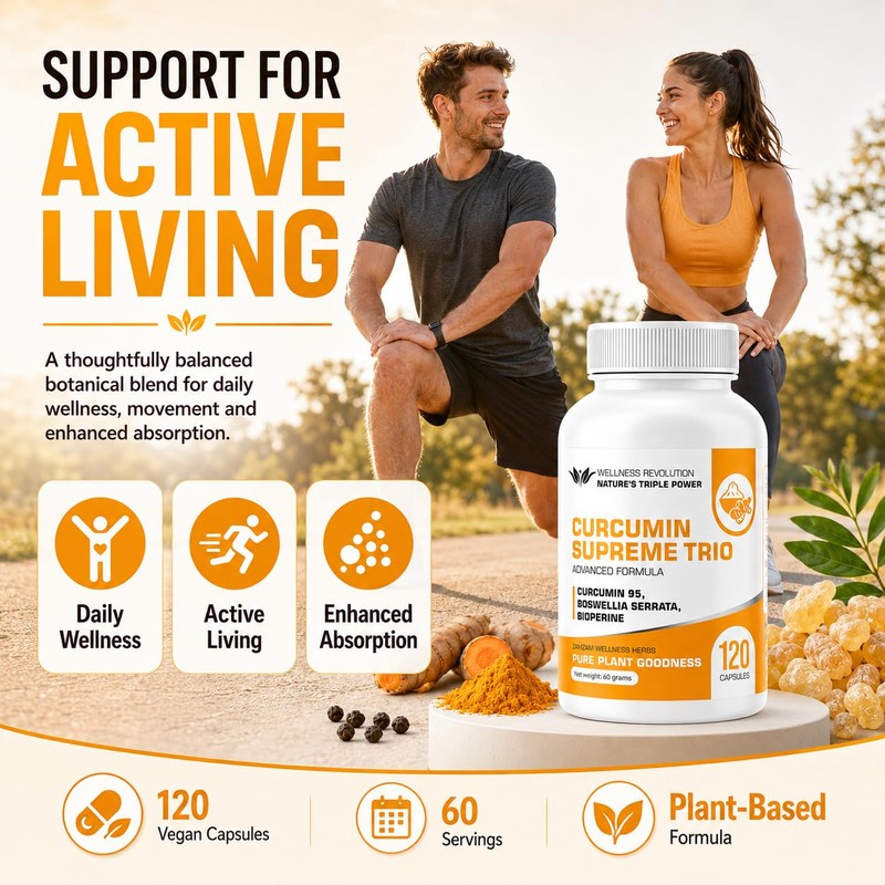 Curcumin Supreme Trio with 95% Curcumin, Boswellia Serrata & BioPerine®