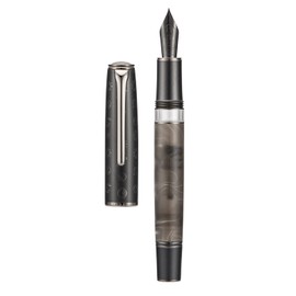 Hongdian N7 Gray Rabbit Resin Piston Fountain Pen, Iridium Long Blade Fine Nib Classic Pen, Smooth Writing Pen with Metal Box