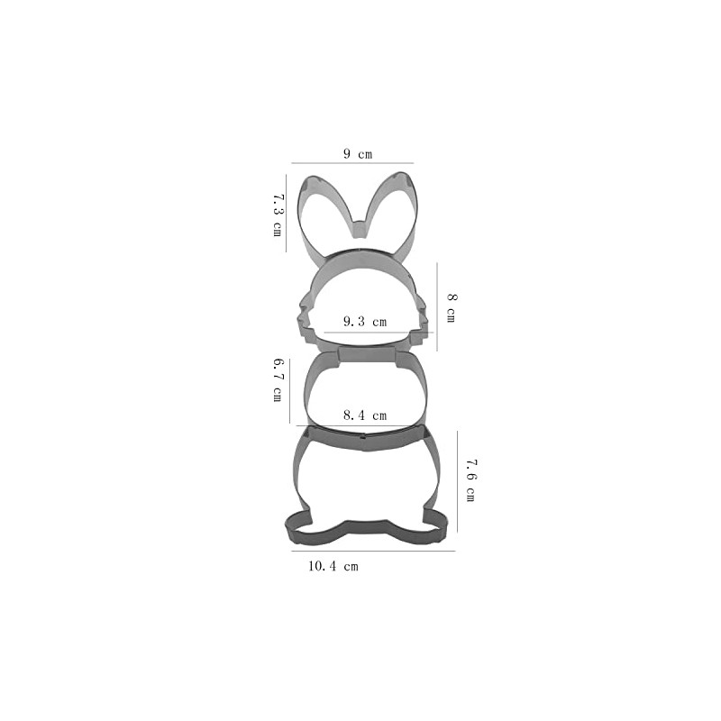 Keewah Stackable Easter Bunny Cookie Cutter Set, 4 Piece, Stainless