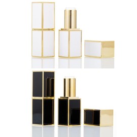 DIFEIUKI Lip Tube, Lipstick Tube, Set of 4, Lipstick Tube, Lip Gloss, Lip Container, Square, Golden Frame, Luxurious, Handmade, DIY Refill, Empty, Lip Balm Tube, Cosmetic Container, Makeup Tool