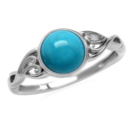 Silvershake 7mm Genuine Arizona American Turquoise 925 Sterling Silver Victorian Style Solitaire Ring Jewelry for Women Size 10.5