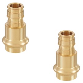 GUOFIS 1/2Inch PEX A Expansion Press Fittings,1/2" Press X 1/2" PEX-A Expansion Coupling Adapter for Copper and Pex Pipe Connection(2Pack,LF Brass)