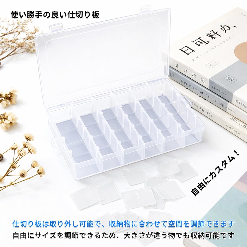 MUFUSHAN Transparent PP Case 18 Compartments with Dividers Removable Plastic