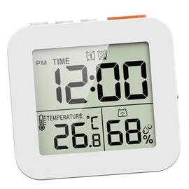 Sharplace Digital Bathroom Clock, Shower Timer with Alarm, Waterproof Clocks for Bathroom, Kitchen Timer Clocks, Thermometer Hygrometer Wall Clock, White