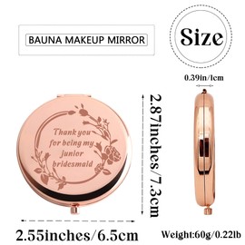 BAUNA Junior Bridesmaid Gifts Thank You for Being My Junior Bridesmaid Compact Makeup Mirrors Bridal Shower Gifts for Sisters (Junior Bridesmaid Mirrors)