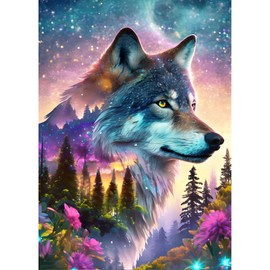DPHERO Forest Wolf Diamond Painting Kits for Beginners Adults,5D DIY Dreamland Diamond Art Kits,Round Full Drill Fantasy Diamond Painting Art,DIY Painting by Numbers Diamond Art Painting 12x16 inch