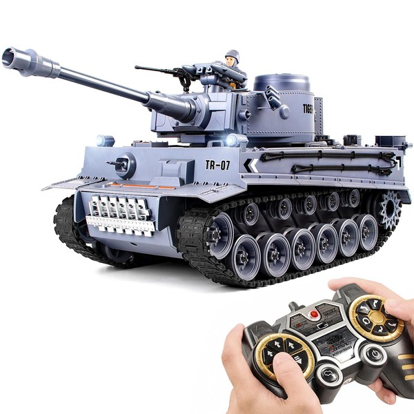 DBshoot RC Tank, 1:18 German Tiger Grey Remote Control Tank,