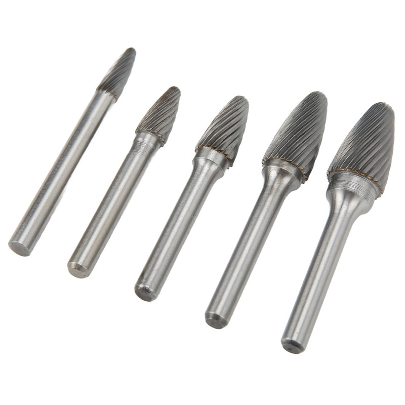 5pcs Carbide Burrs Single Cut Rotary File with 6mm/0.24in Shank