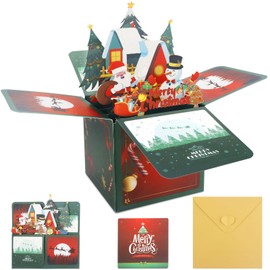 Pop-Up Card Christmas with Envelopes, 3D Pop Up Christmas Tree Santa Claus, Funny 3D Christmas Card, Christmas Cards, Christmas Card for Children, Girls and Boys