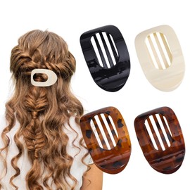 4 Stück Flache Haarklammern, Große Französische Haarspange, Starker Halt Flat Claw Clips, Rutschfest Flache Haarklammer für Dickes oder Dünnes Haar, Alltag, Sport oder Fahren