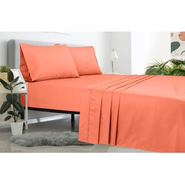 Royale Linens - Sábana encimera de microfibra cepillada, 1800 hilos, ultrasuave y transpirable, resistente a las arrugas (tamaño Queen, color coral)