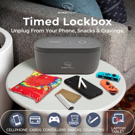 Mindsight Timed Lock Box | Unplug from Phones, Video Games, Social Media, Snacks & Cravings | 3 Modes based on Willpower | Easy to Use | Out of Sight ~ Out of Mind | Boost Your Mental Wellness