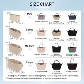 Doxo Longchamp Small Organizer Insert Suitable for Le pliage S Handbags(Beige,S)