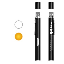 COSOOS 2 Rechargeable Pen Lights with Pupil Gauge & Ruler, Mini LED Penlights for Nurses Doctors, Warm/White Light with Clip, USB Rechargeable Penlight Flashlight Gifts for Nursing Student