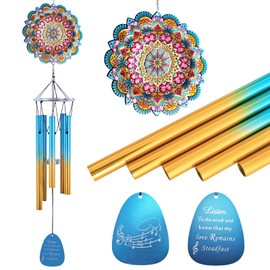 Aoedelyart Wind Chimes for Outside with Wind Spinner Mandala Lucky Star,33" Memorial WindChimes Outdoor Garden Decorations,Suitable for Zen Patio,Gifts for Mom Women Wife Grandma,Christmas Ornaments