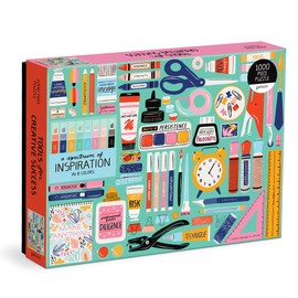 Galison Tools for Creative Business – 1000 Piece Puzzle Fun and Challenging Activity with Bright and Bold Artwork of Inspirational Stationery Supplies for Adults and Families