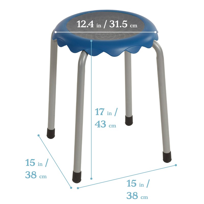 ECR4Kids Daisy Stackable Stool Set, Flexible Seating, Blue, 8-Piece