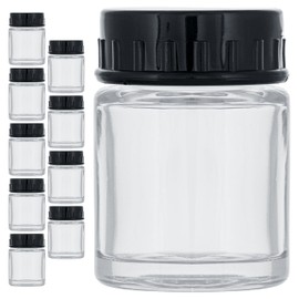 Master Airbrush (Pack of 10) TB-001 Empty 3/4 Ounce (22cc) Glass Jar Bottles with Plastic Lids - Replacement Jars, Paint Storage Bottles - Jars Screw Into Siphon Feed Airbrush Lid Adaptor Assemblies