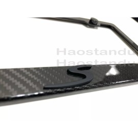 License Plate Frame Shop 1x (Black) "S" 3D Emblem Real 3K TwillWeave CARBON FIBER License Plate Frame