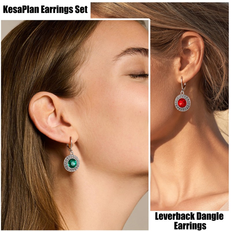 Dangle Earrings for Women Multicolor Crystal Drop Boho 9 Set