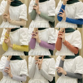 Women's Golf Arm Sleeves - Cross-Border Spring Collection, Solid Color Cotton Sun Protection (Free Size) Size/8 Cream White 15ea