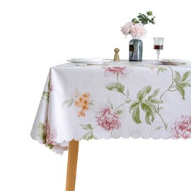 LIBERECOO Heavy Duty Vinyl Tablecloth Table Cover Waterproof Oil-Proof PVC Table Cloth Stain-Resistant Wipeable 52" x 108"(Love of Peonies, Rectangular 52 x 108 inch)