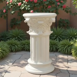 European-style Roman Column Pergola Resin Hand-painted White Carved Design Classic Style Outdoor Garden Courtyard DecorationColor: As picture, Size: One Size