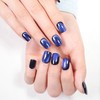 Cat Eye Press on Nails Short Fake Nails Blue Nails