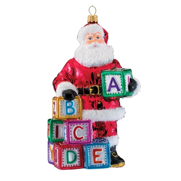 Kurt Adler Polonaise Santa with Baby Blocks, 6.82-Inch