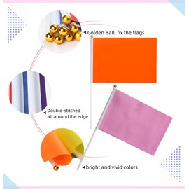 50 Packs Mini Small Flags Orange Hand-hold Orange Flags on Sticks Solid Color DIY Referee Party Parade Celebration Sports School Events Festival Birthday Decoration 5.5 x 8.2in