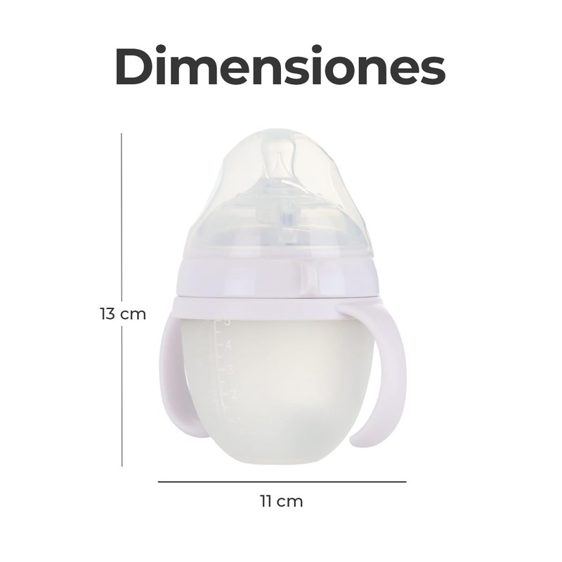 Biberon de Flujo Lento para Bebé, Silicona, Antiderrame, Reduce Cólicos