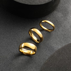 King Will GLORY 6mm 24k Gold Plated High Polished Comfort Fit Domed Tungsten Ring Wedding Band 10